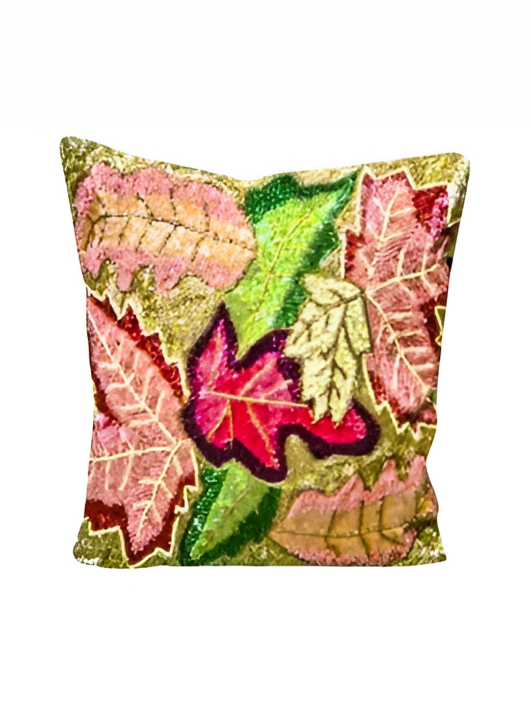 

YWULY Green & Red Embroidered Square Cushion Covers