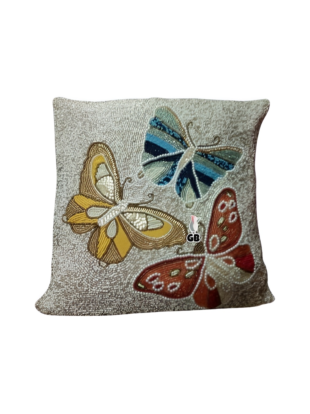 

YWULY Beige & Yellow Embroidered Square Cushion Covers