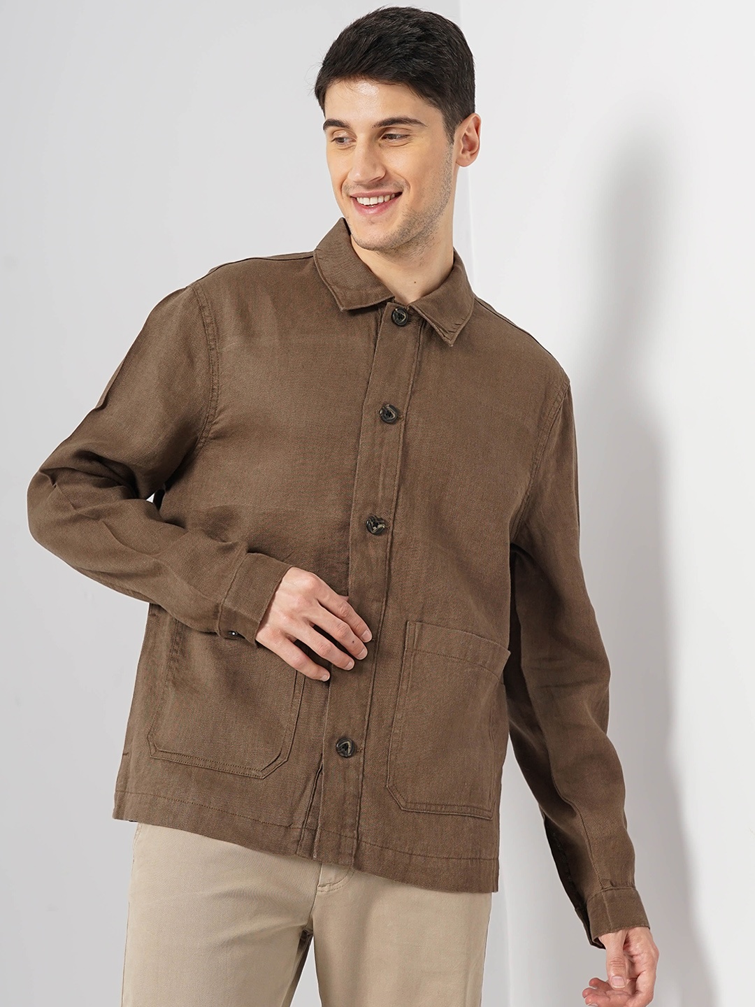 

Celio Lightweight Linen Tailored Jacket, Brown