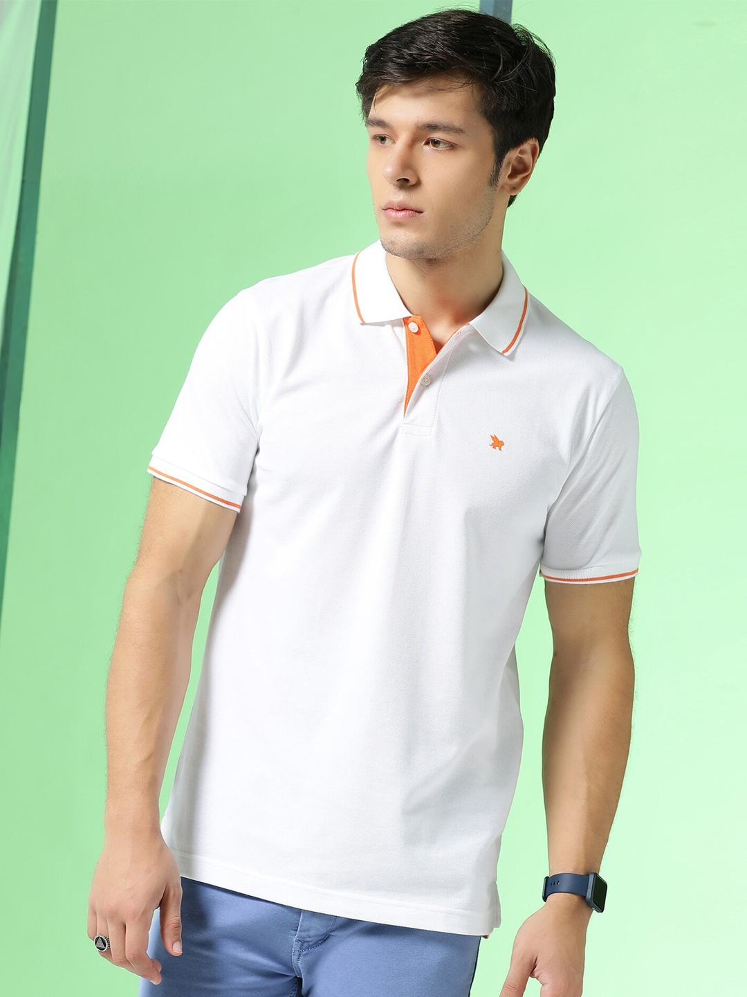 

Markle Moro Polo Collar Short Sleeves Cotton T-shirt, White