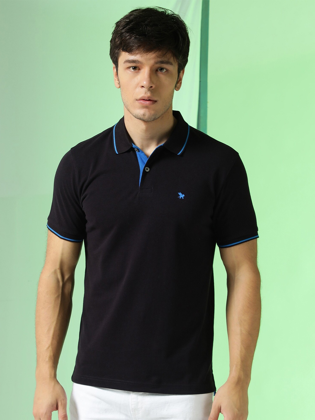 

Markle Moro Polo Collar Short Sleeves Cotton T-shirt, Black