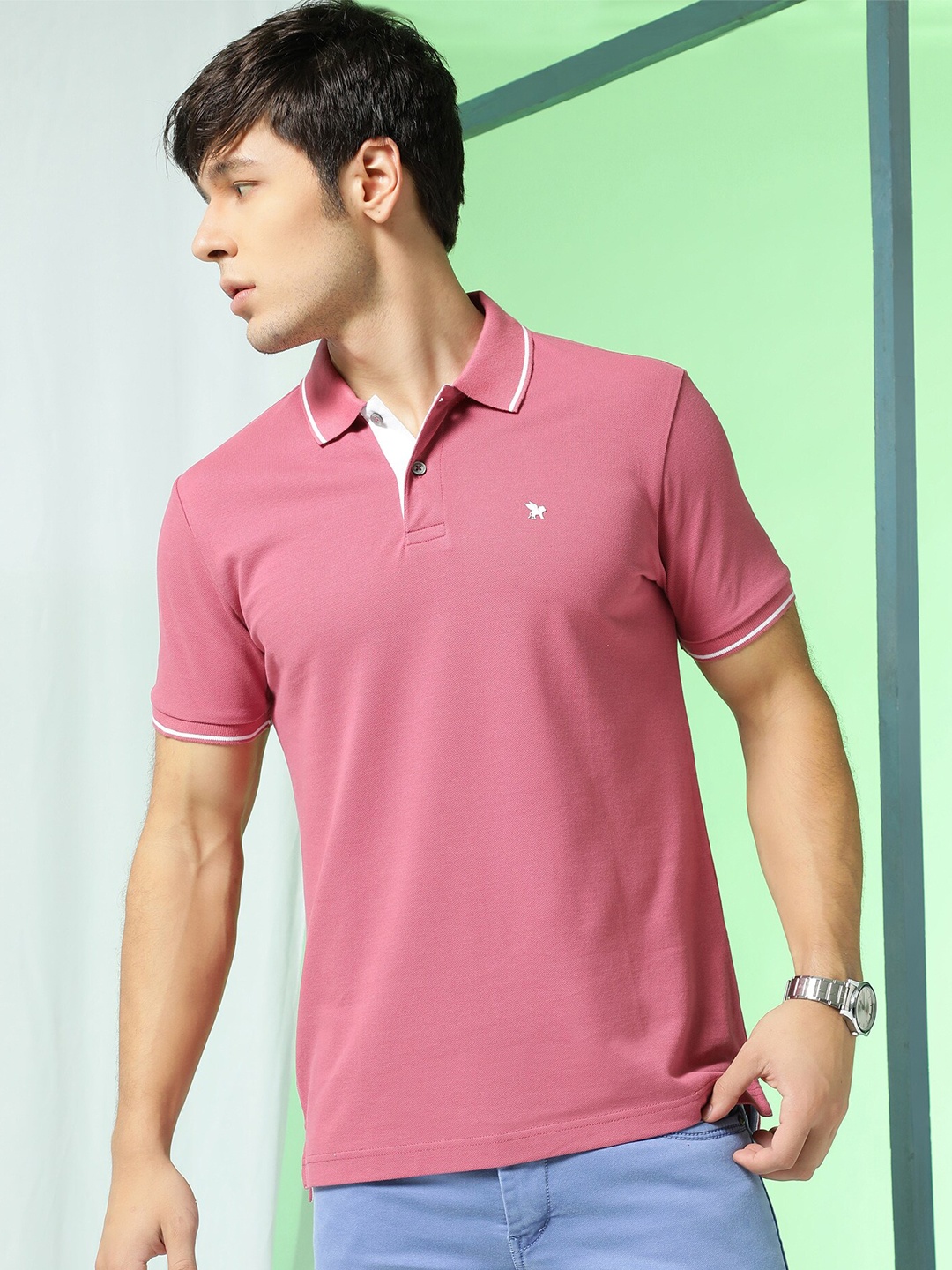 

Markle Moro Polo Collar Short Sleeves Cotton T-shirt, Mauve