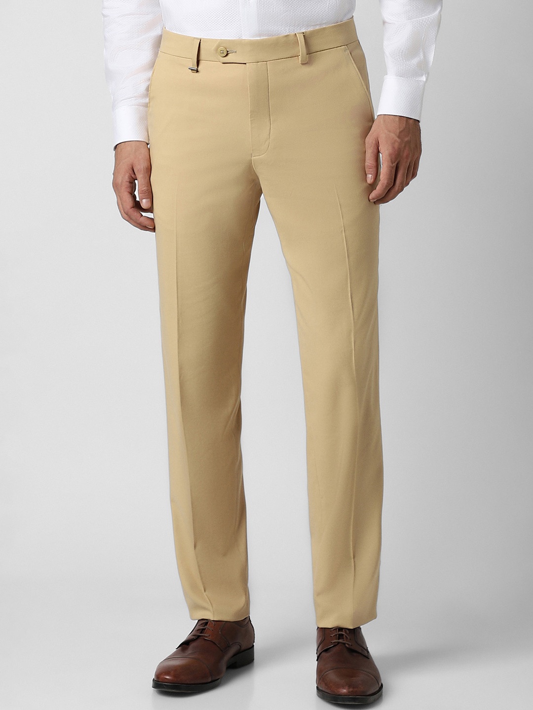 

Van Heusen Men Mid-Rise Slim Fit Formal Trousers, Beige