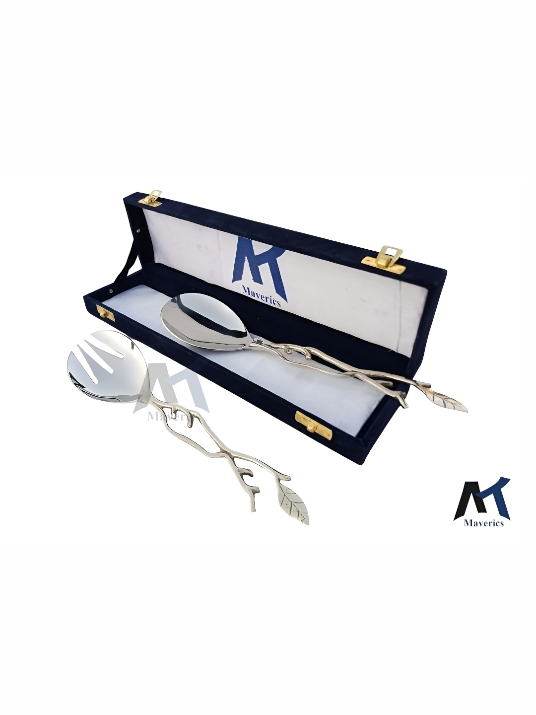 

Maverics Silver-Toned 2 Pieces Textured Stainless Steel Spoon & Fork