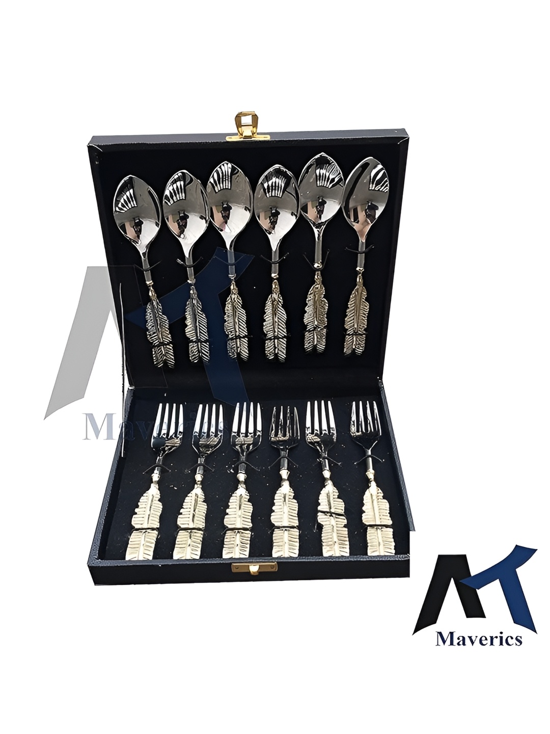 

Maverics Silver Toned 12 Pcs Cast Iron Serving Spoon and Fork