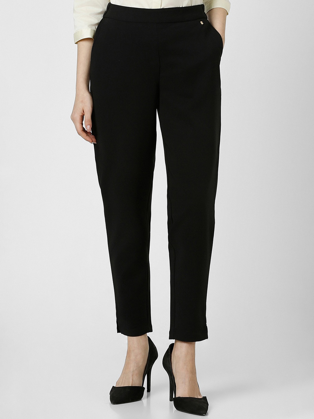 

Van Heusen Woman Slim Fit Mid-Rise Formal Trousers, Black