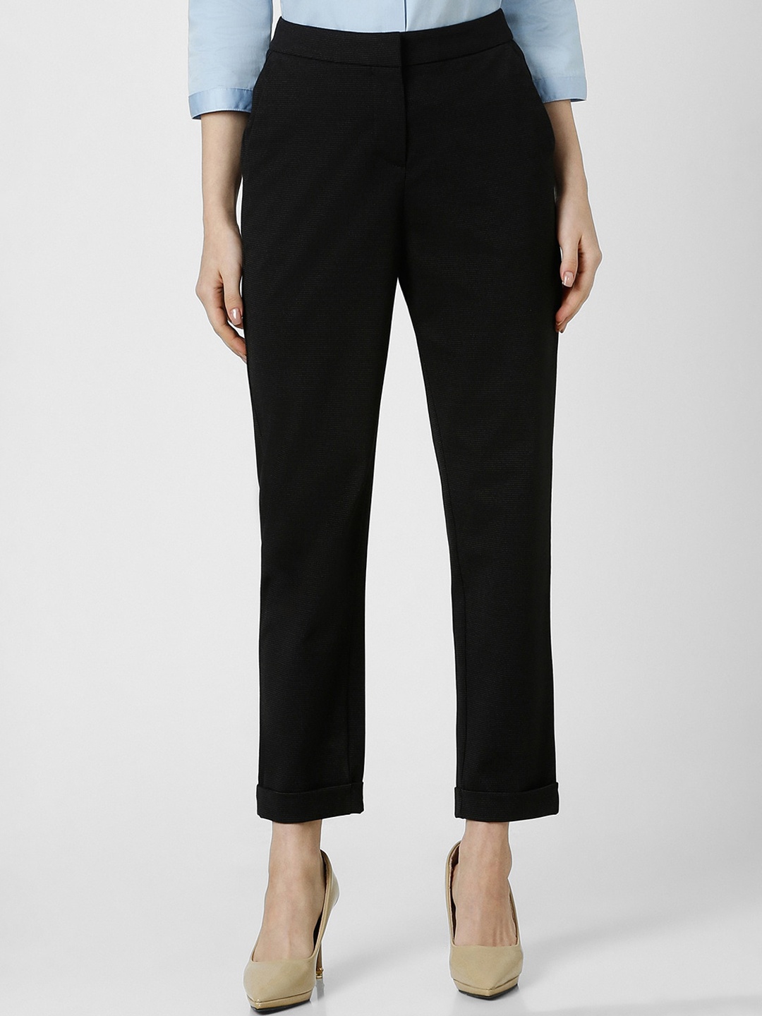 

Van Heusen Woman Women Mid-Rise Formal Trousers, Black
