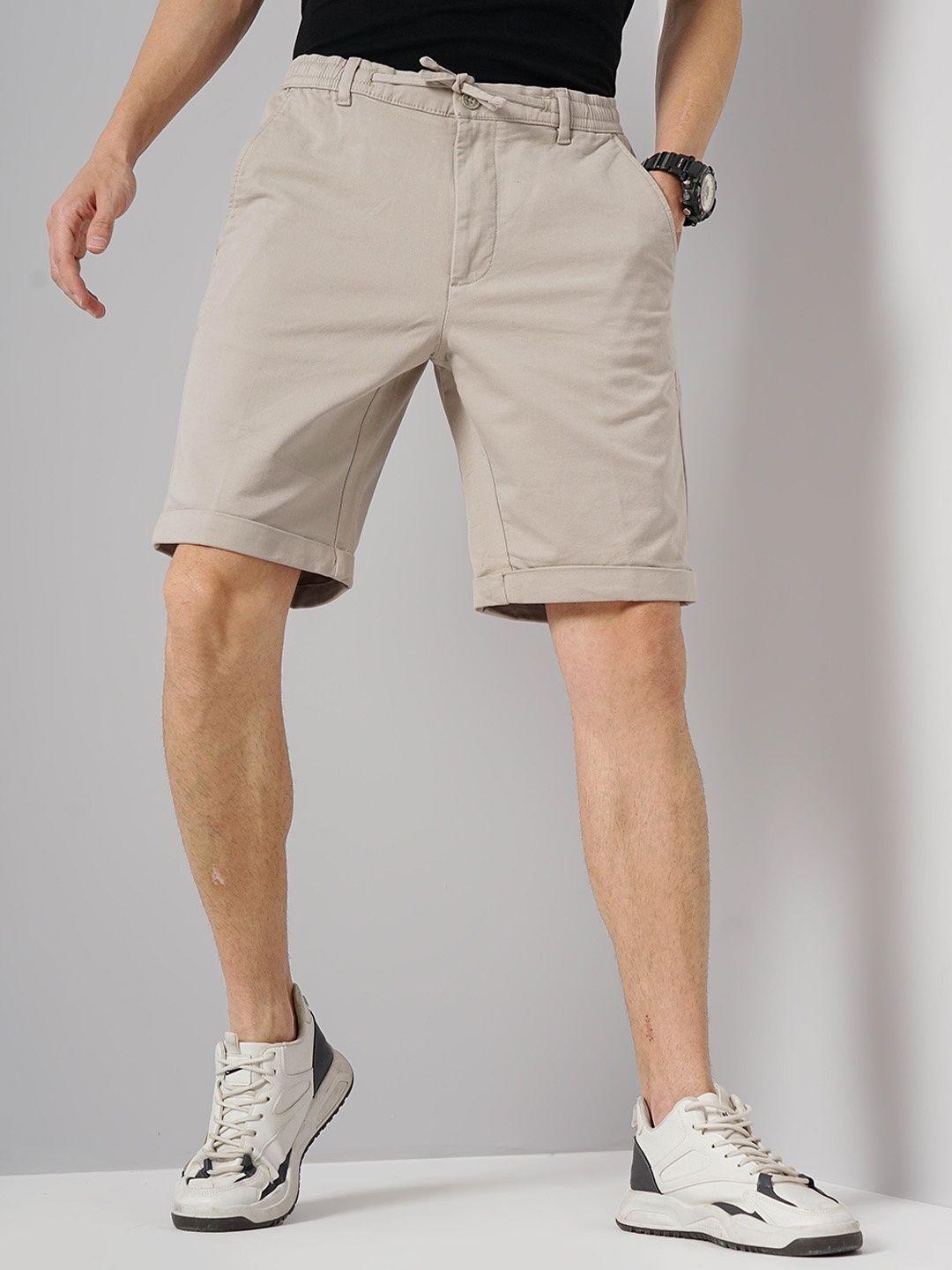 

Celio Men Loose Fit Mid-Rise Shorts, Beige