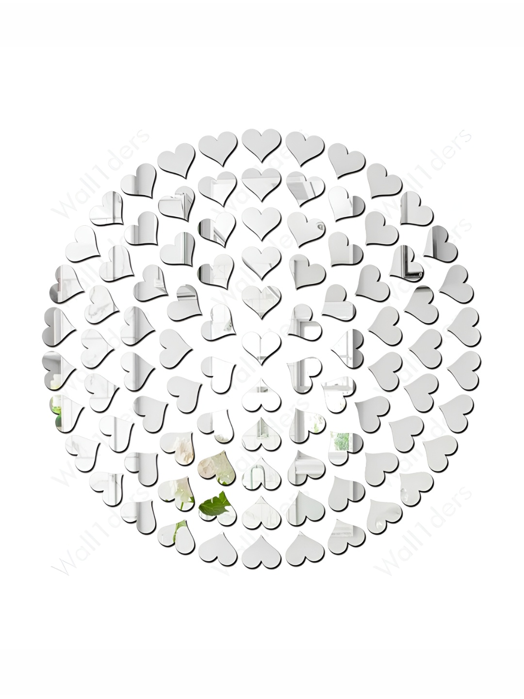 

Wall1ders Silver Toned 100 Pieces Heart Shaped Mirror Wall Stickers