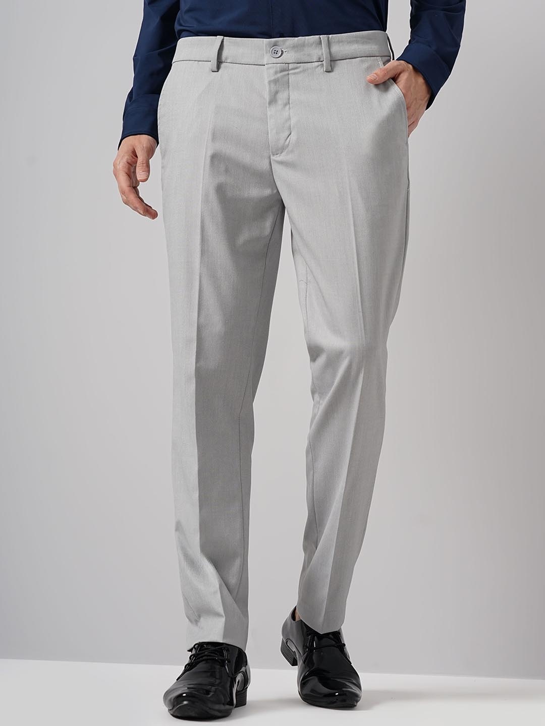 

Celio Men Slim Fit Mid-Rise Formal Trousers, Grey