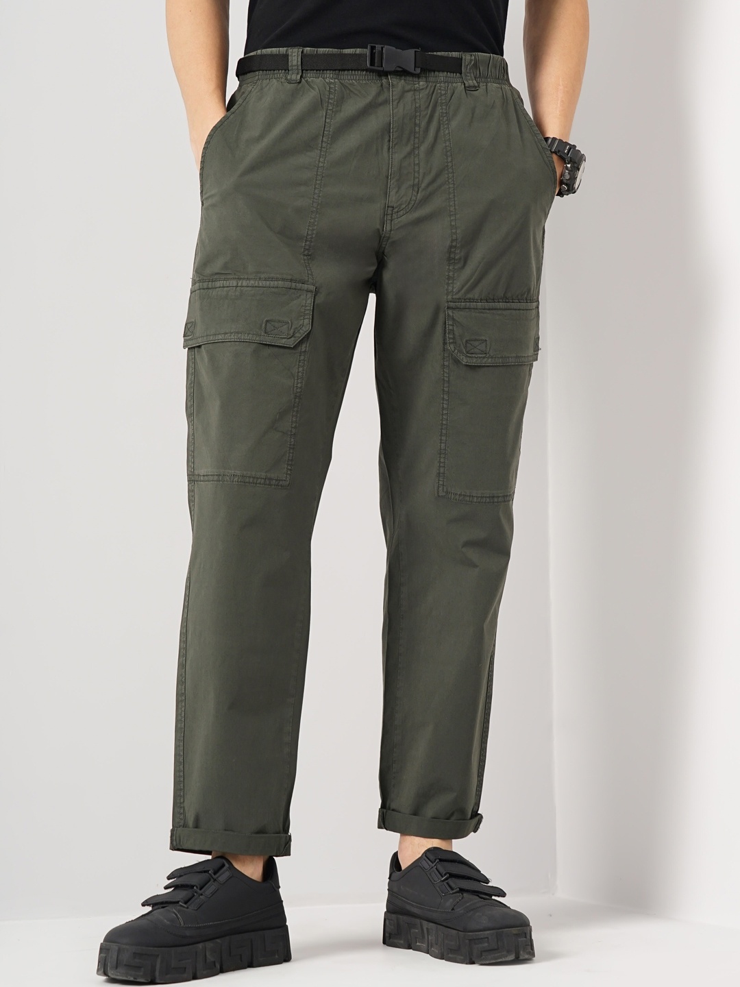 

Celio Men Cotton Cargos Trousers, Olive