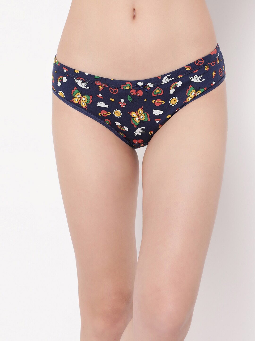 

Clovia Printed Low Rise Anti-Microbial Hipster Brief, Blue