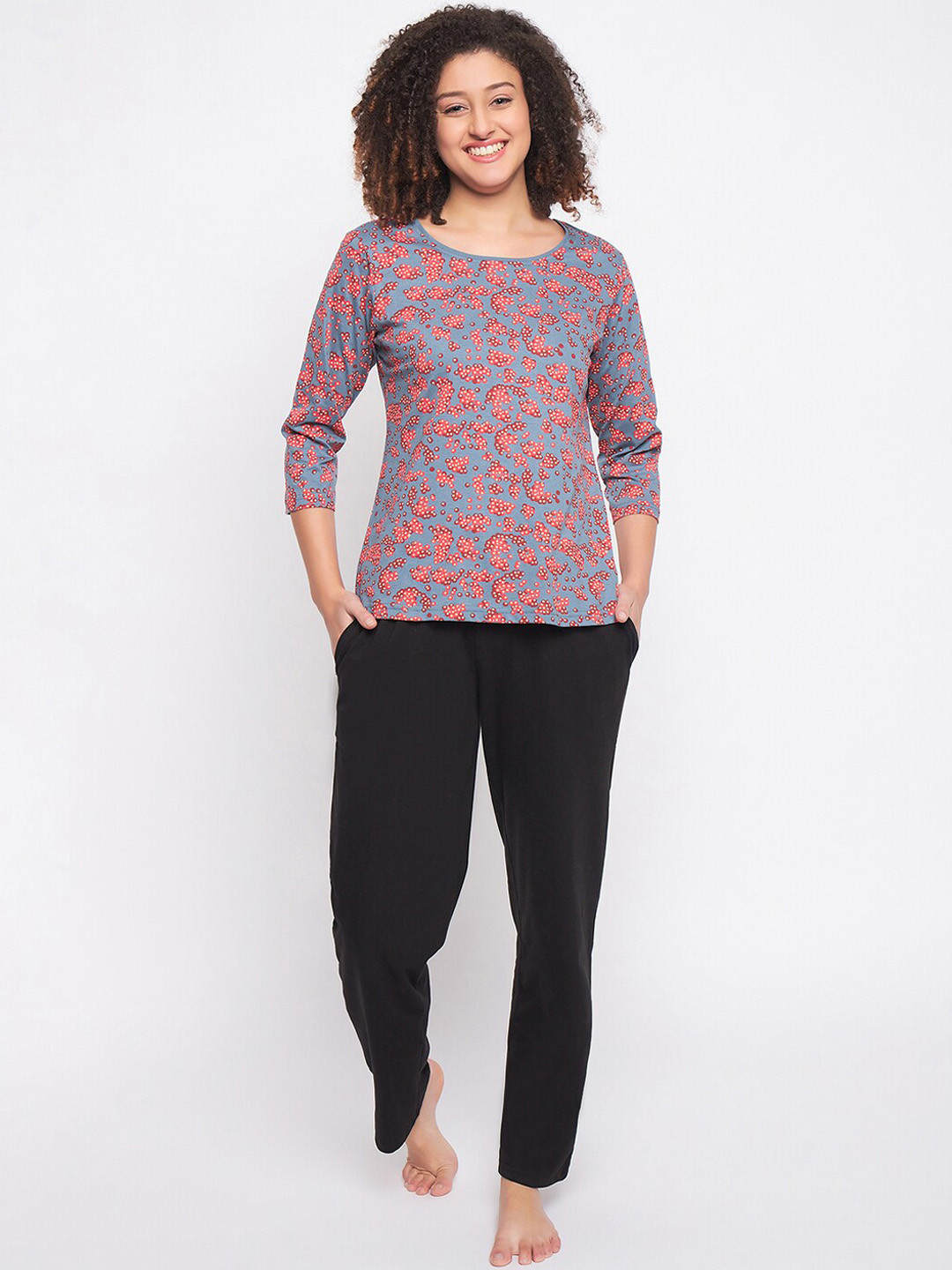

Clovia Blue Graphic Printed Pure Cotton Night suit