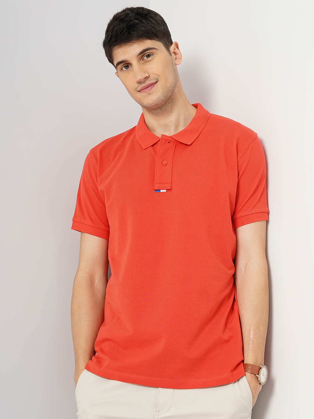 

Celio Polo Collar short Sleeves Cotton T-shirt, Coral