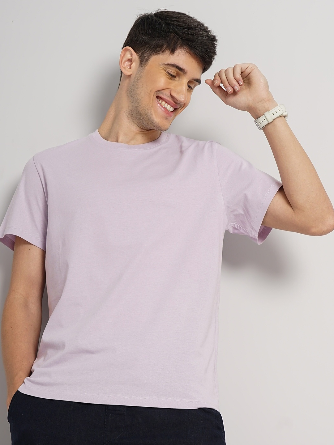 

Celio Round Neck Short Sleeves Regular Fit Cotton T-Shirt, Purple