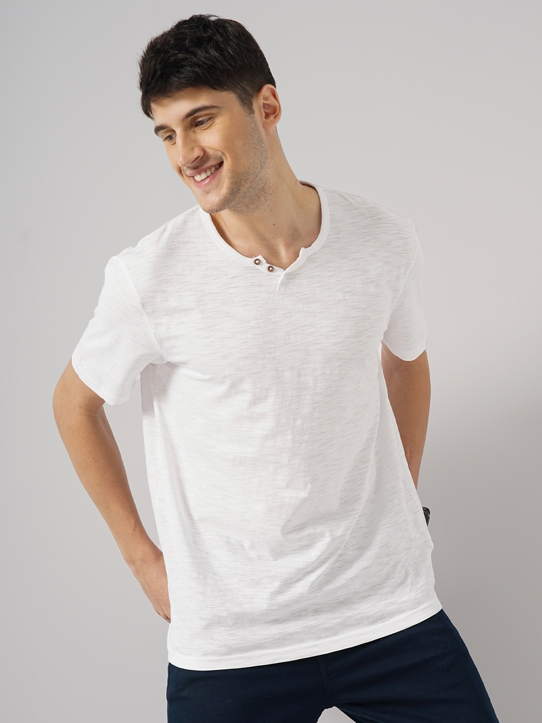 

Celio Henley Neck short Sleeves Cotton T-shirt, White