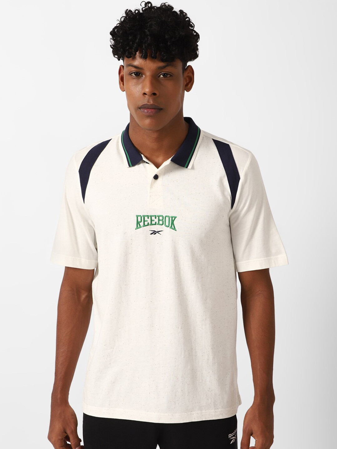 

Reebok Slim-Fit Polo Collar Neck Short Sleeves Pure Cotton Tshirts, Cream