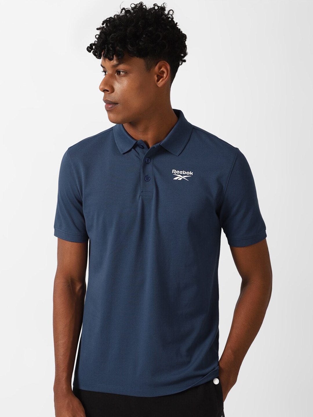 

Reebok Slim-Fit Polo Collar Short Sleeves Cotton Tshirts, Blue