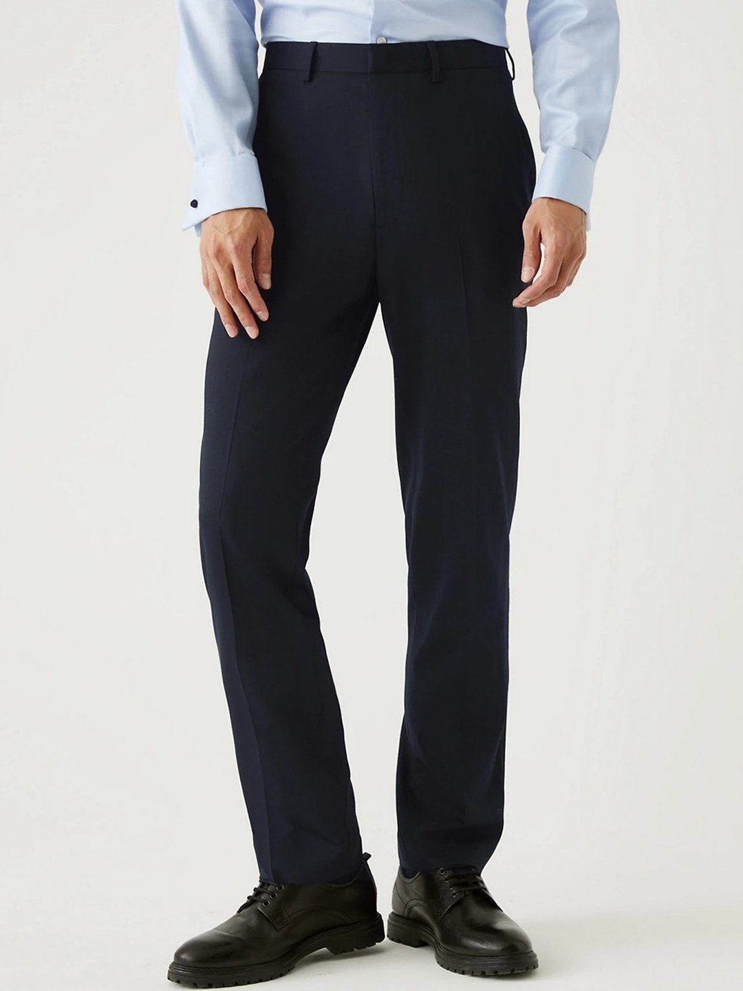 

Marks & Spencer Men Regular Fit Mid-Rise Formal Trouser, Navy blue