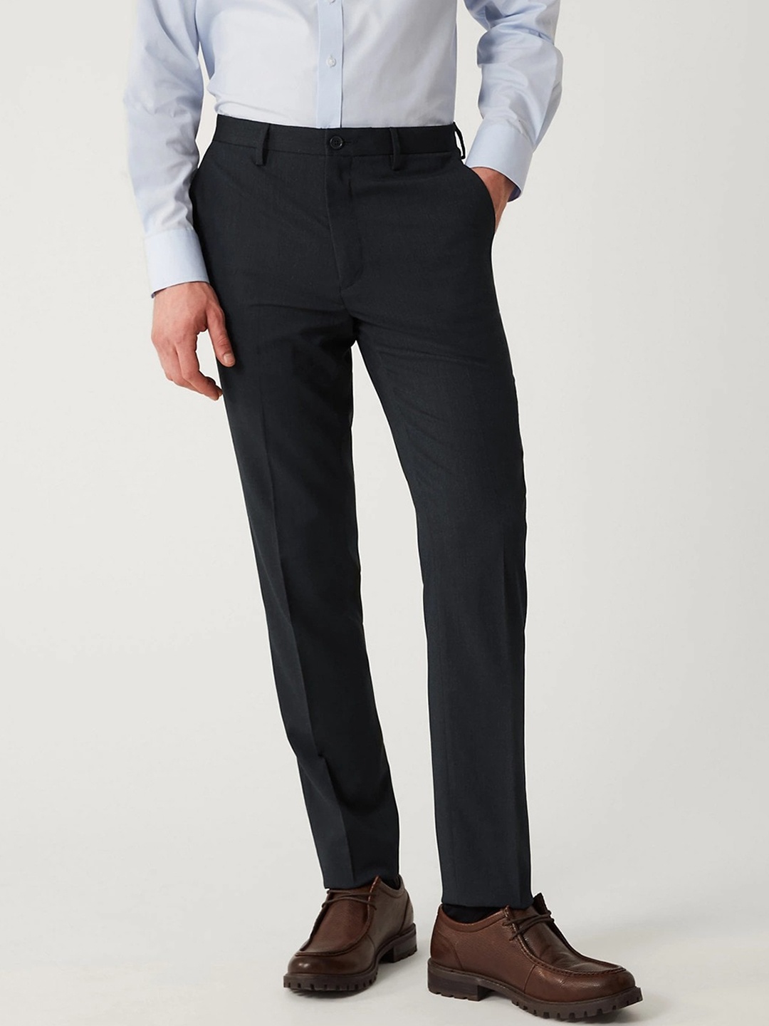 

Marks & Spencer Men Tailored Fit Formal Trousers, Black