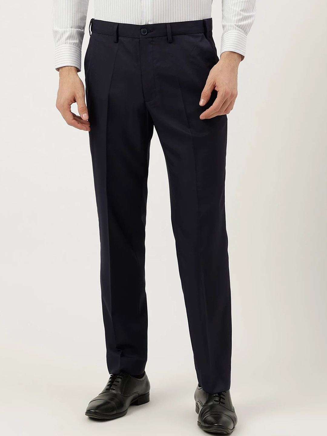 

Marks & Spencer Men Mid-Rise Regular Fit Formal Trouser, Navy blue