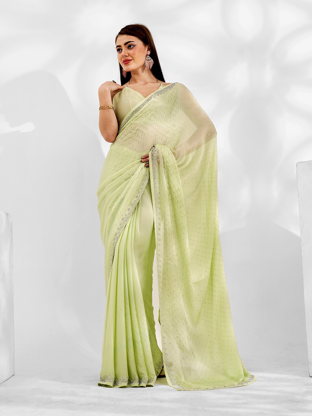 

Kalista Green Embellished Beads and Stones Saree