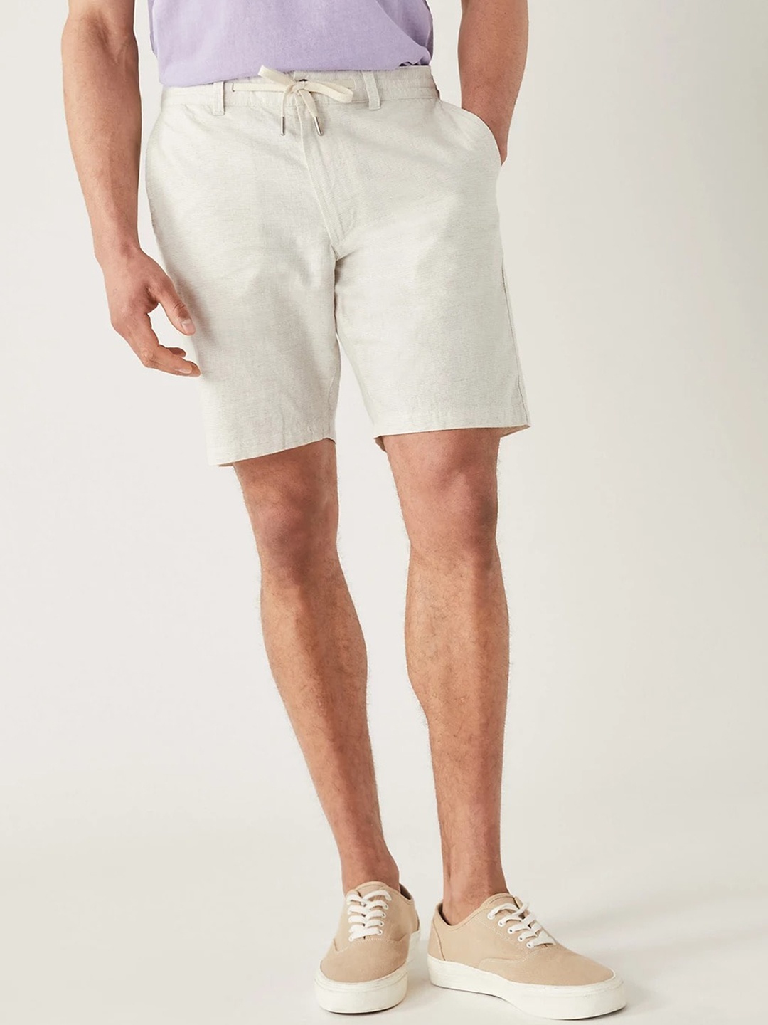 

Marks & Spencer Men Linen Cotton Shorts, Beige
