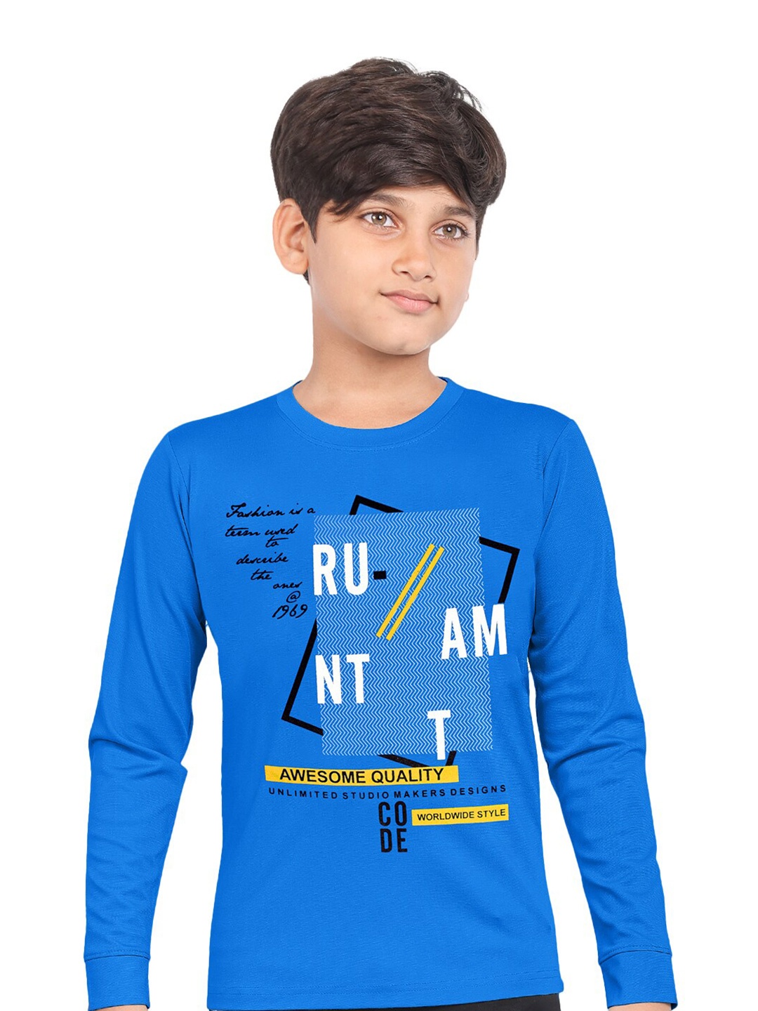 

BAESD Boys Graphic Printed Round Neck Cotton T-shirt, Blue