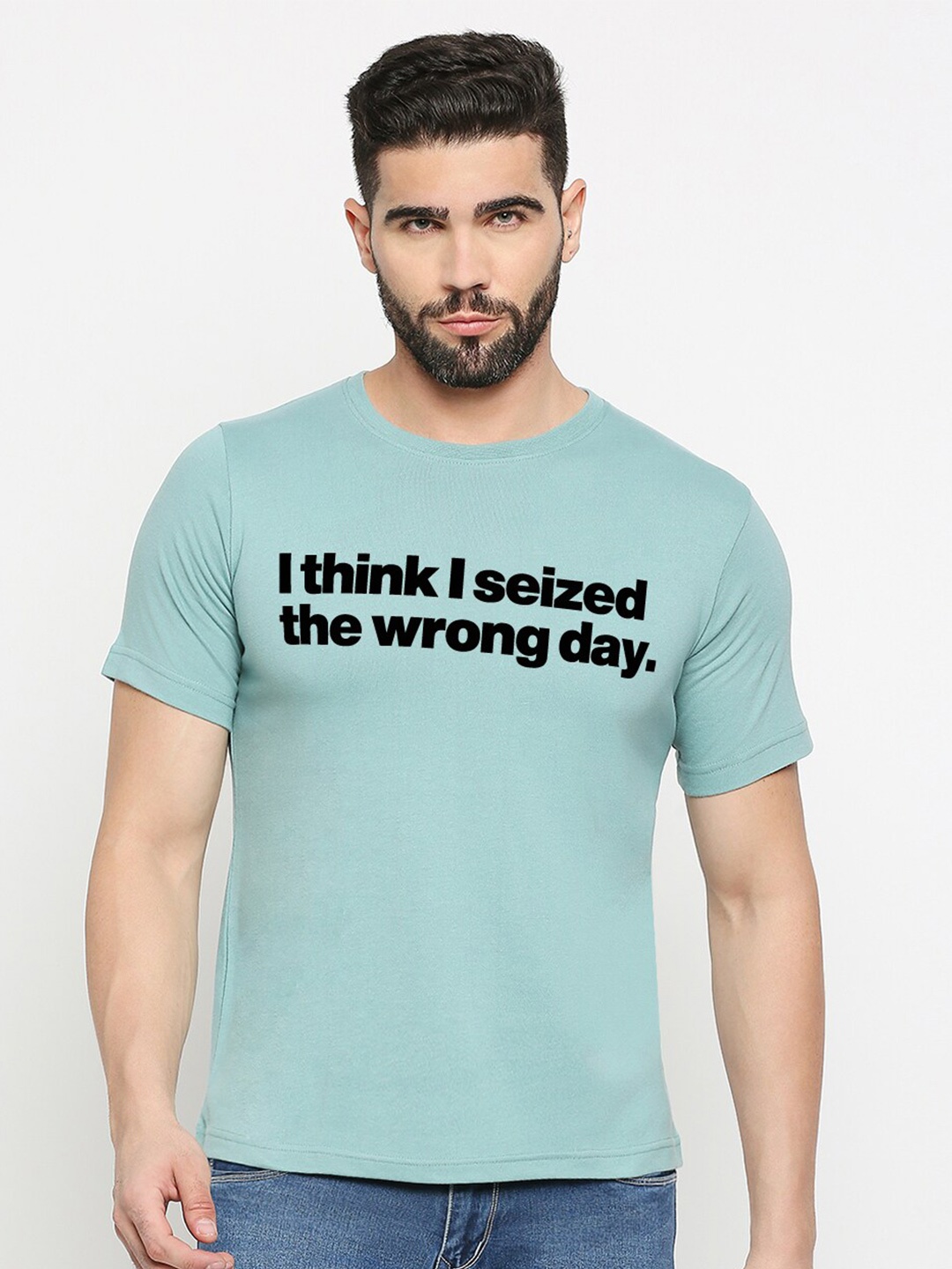 

MOD ECRU Typography Printed Cotton T-shirt, Green