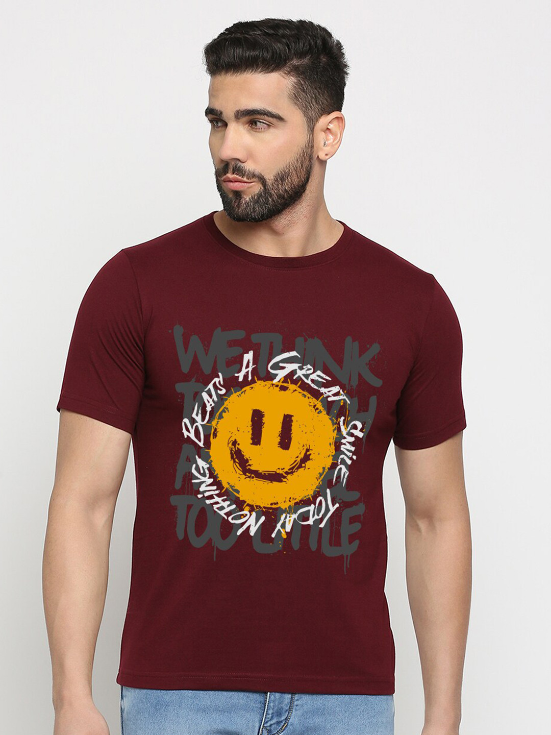 

MOD ECRU Graphic Printed Cotton T-shirt, Maroon