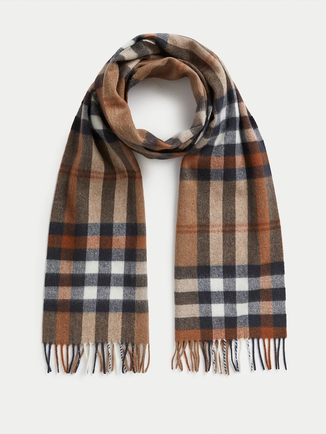 

Marks & Spencer Men Checked Scarf, Camel brown