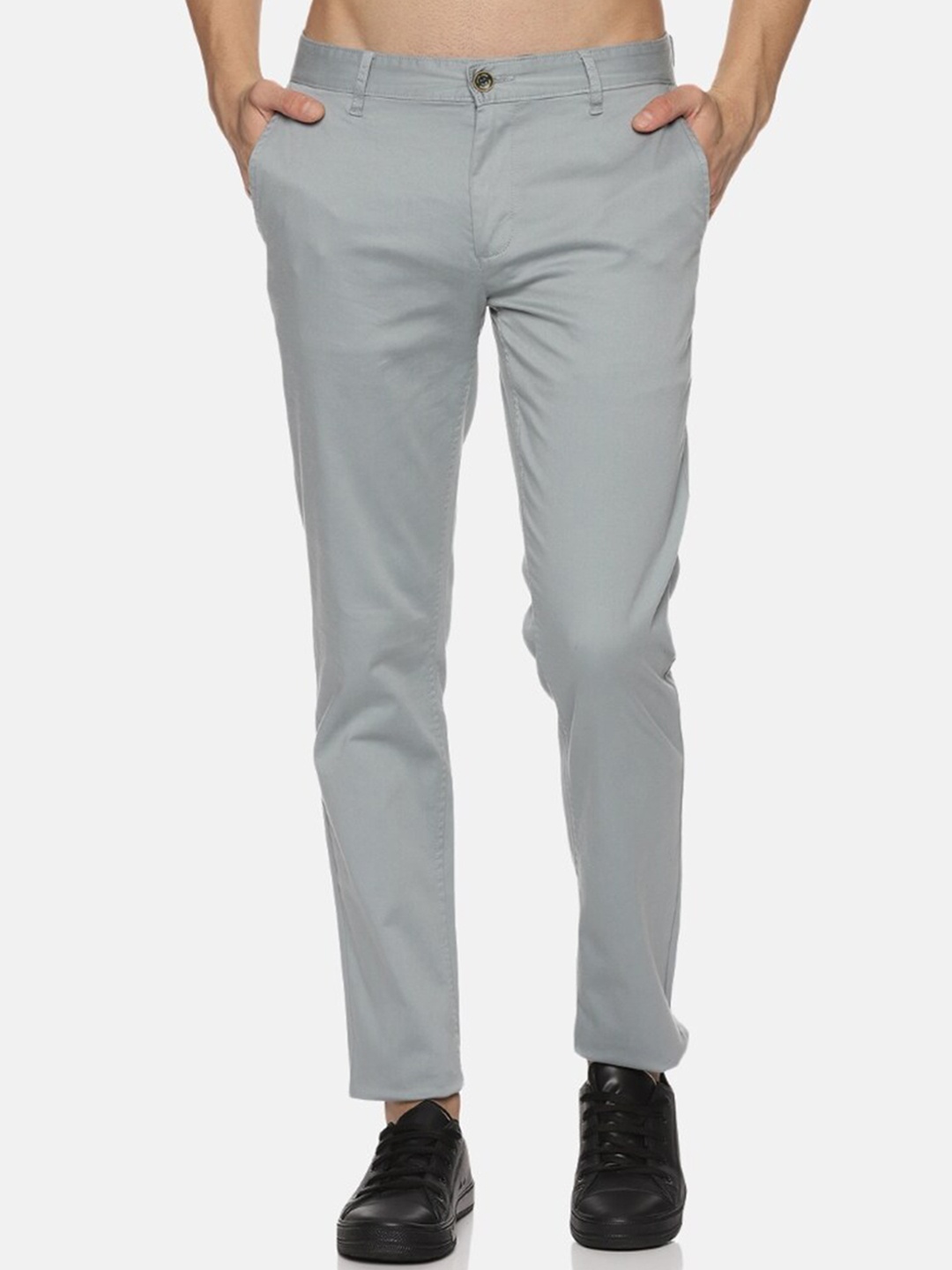 

Melvin Jones Men Slim Fit Pure Cotton Chinos, Grey