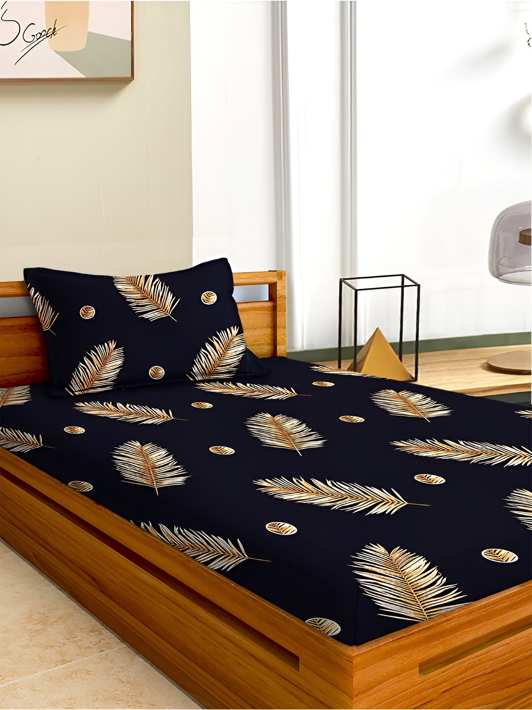 

Aura Blue & Brown Floral 180 TC Single Bedsheet with 1 Pillow Covers
