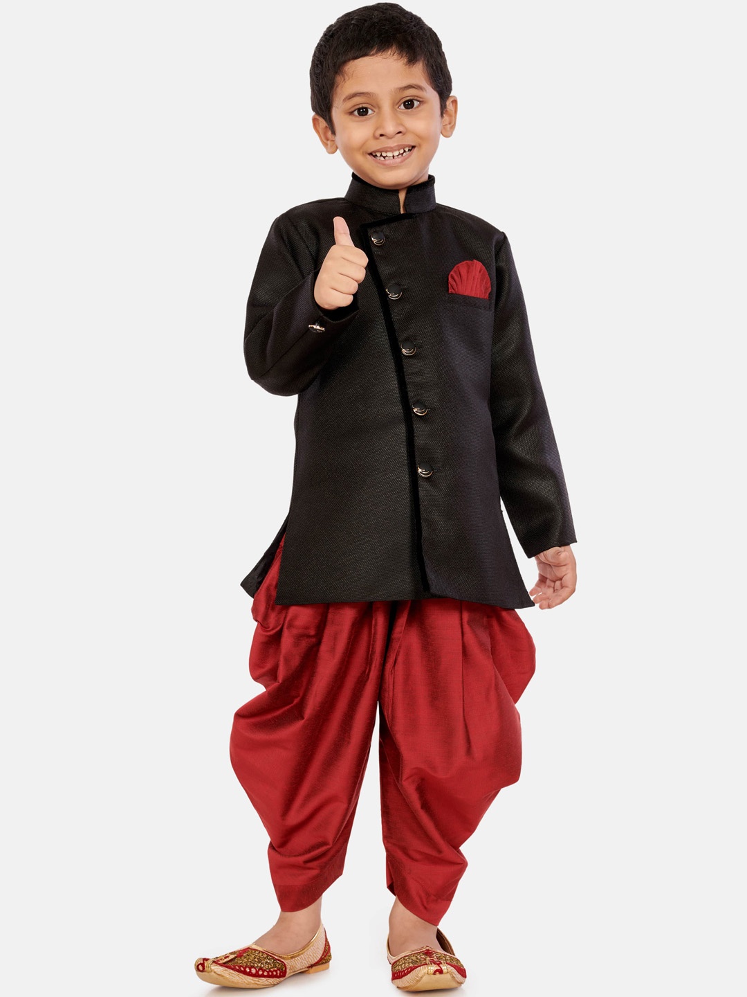 

BAESD Infant Boys Self Design Sherwani Set, Black