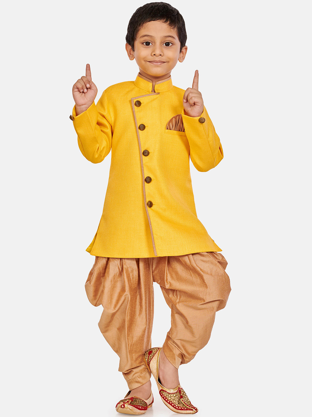 

BAESD Infant Boys Self Design Sherwani Set, Yellow