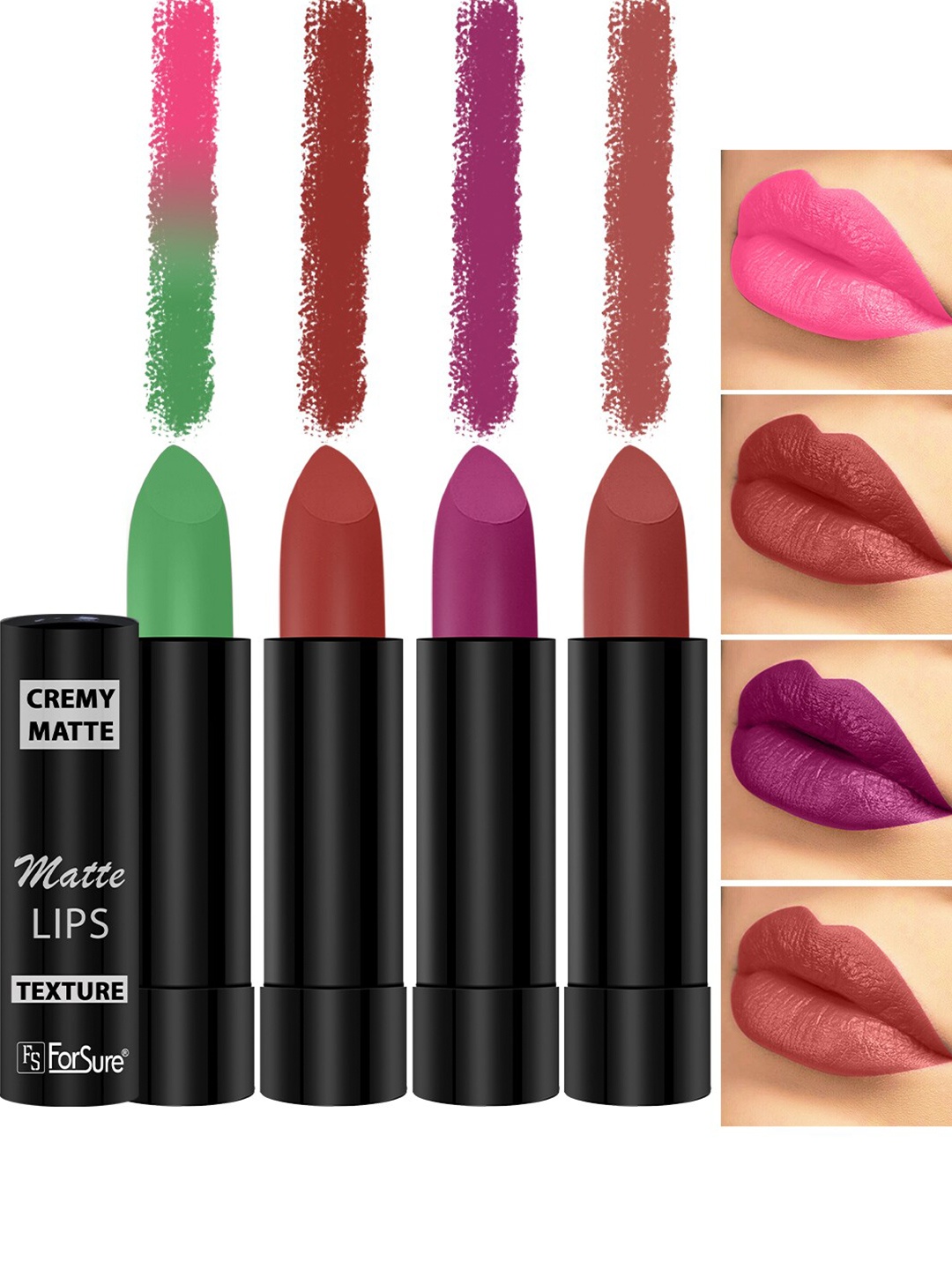 

ForSure Cremy Matte Set Of 4 Long Lasting Lipstick - 3.5g Each - 305-55-58-73, Pink