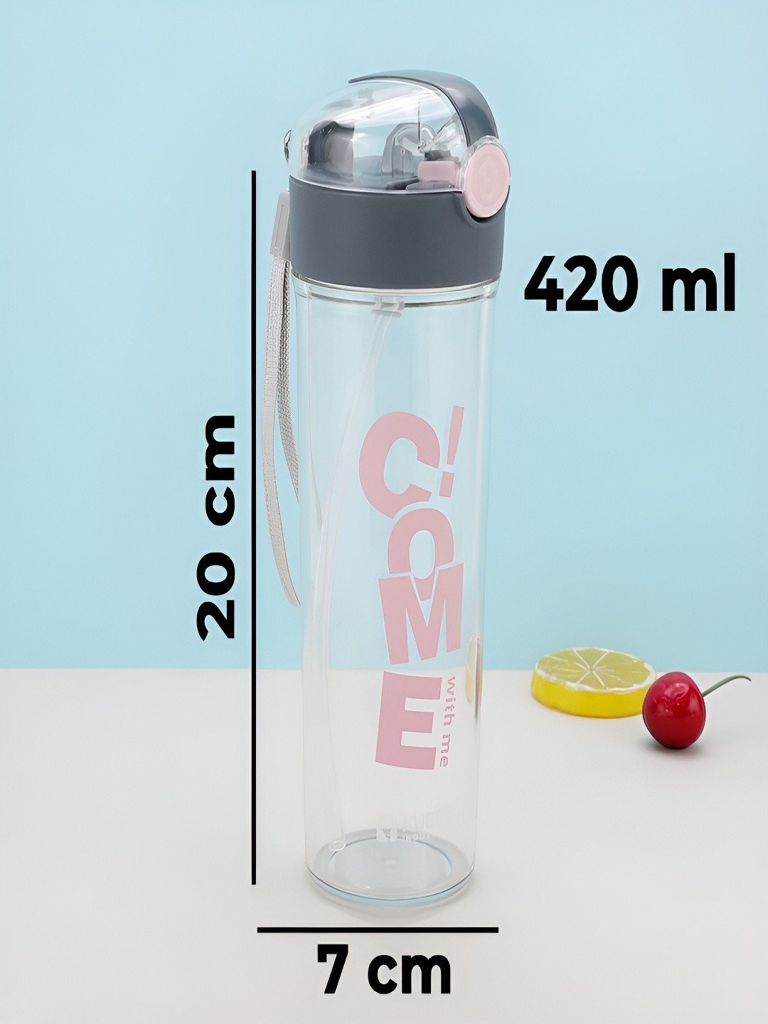 

Kuber Industries Black & Transparent Printed Water Bottle 420 ml