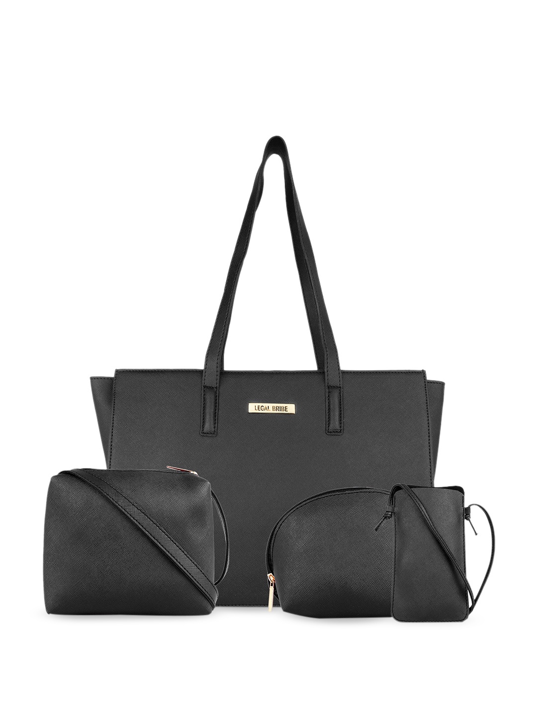 

LEGAL BRIBE Set Of 4 Structured Shoulder Bags, Black