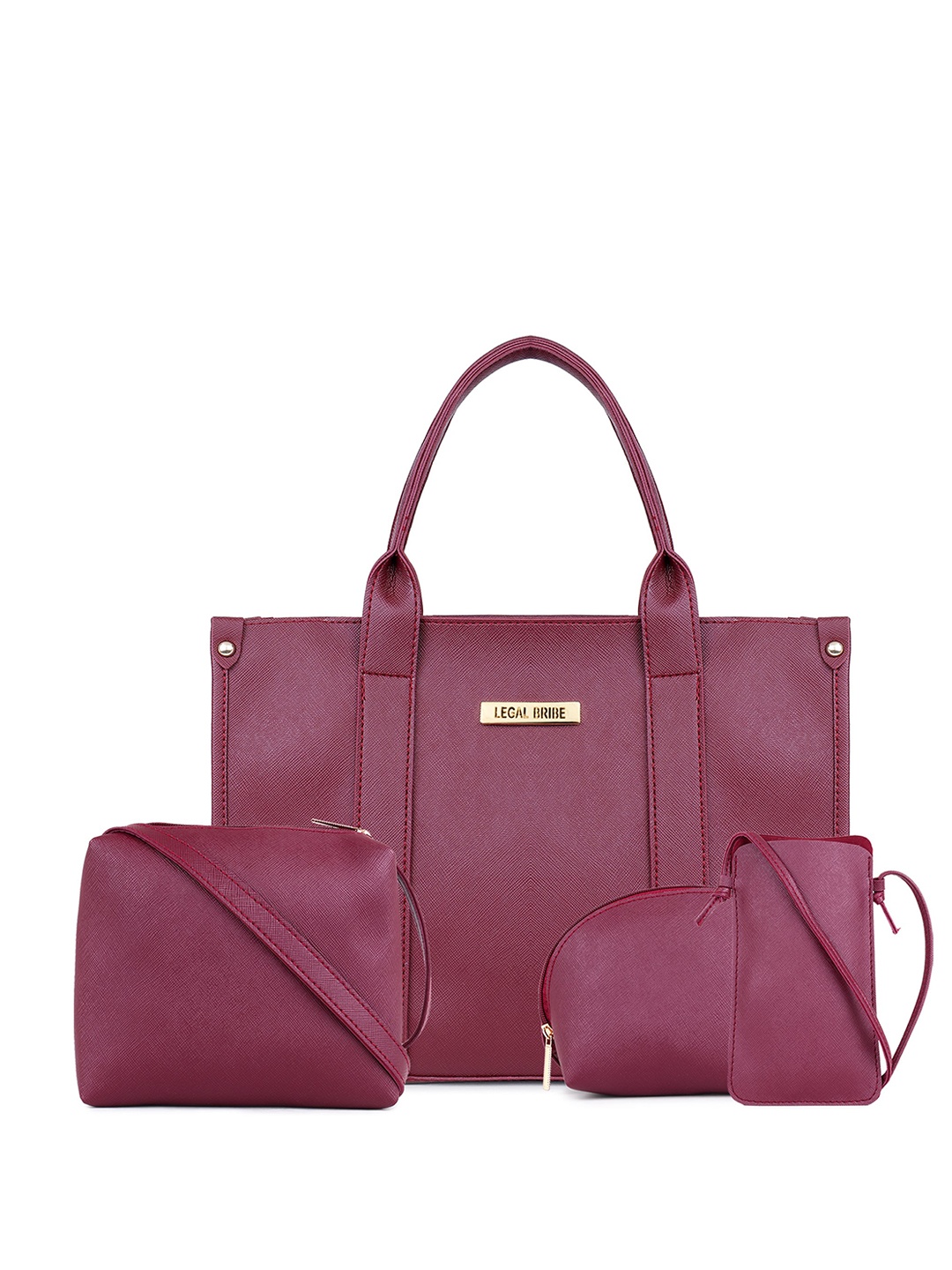 

LEGAL BRIBE Set Of 4 Structured Oversized Shoulder Bags, Maroon