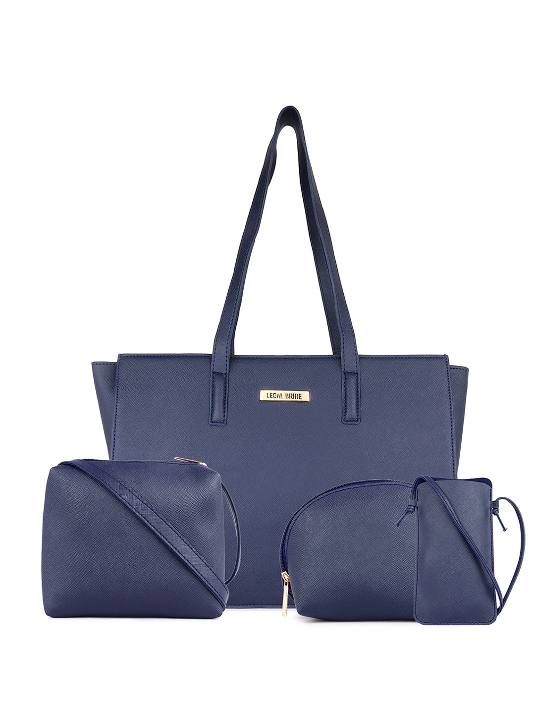 

LEGAL BRIBE Set Of 4 Textured Structured Tote Bag, Blue