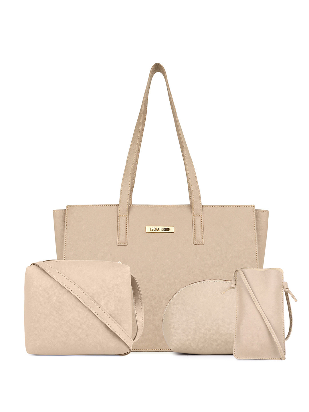 

LEGAL BRIBE Set Of 4 Structured Tote Bag, Beige