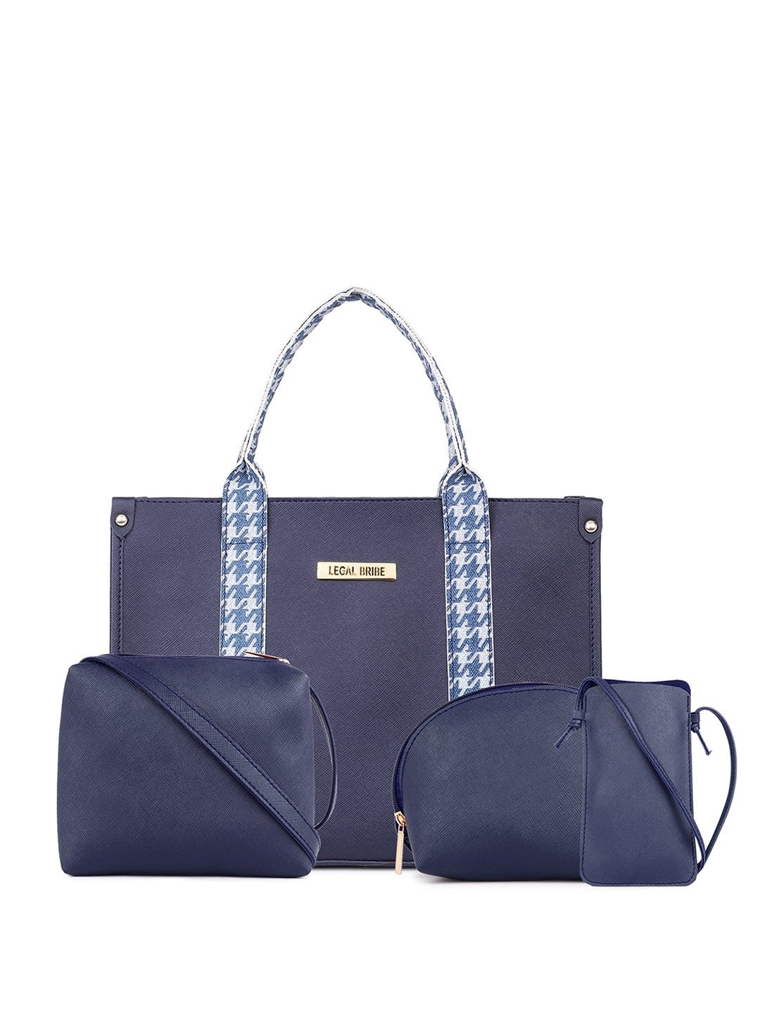 

LEGAL BRIBE Set of 4 Textured Structured Bags, Blue