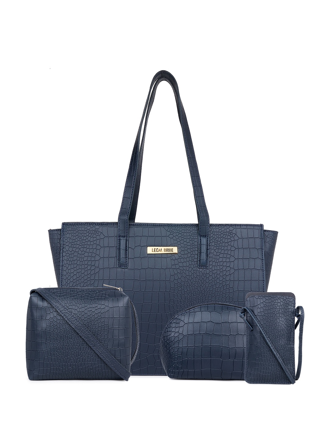 

LEGAL BRIBE Set of 4 Abstract Textured Bags, Blue