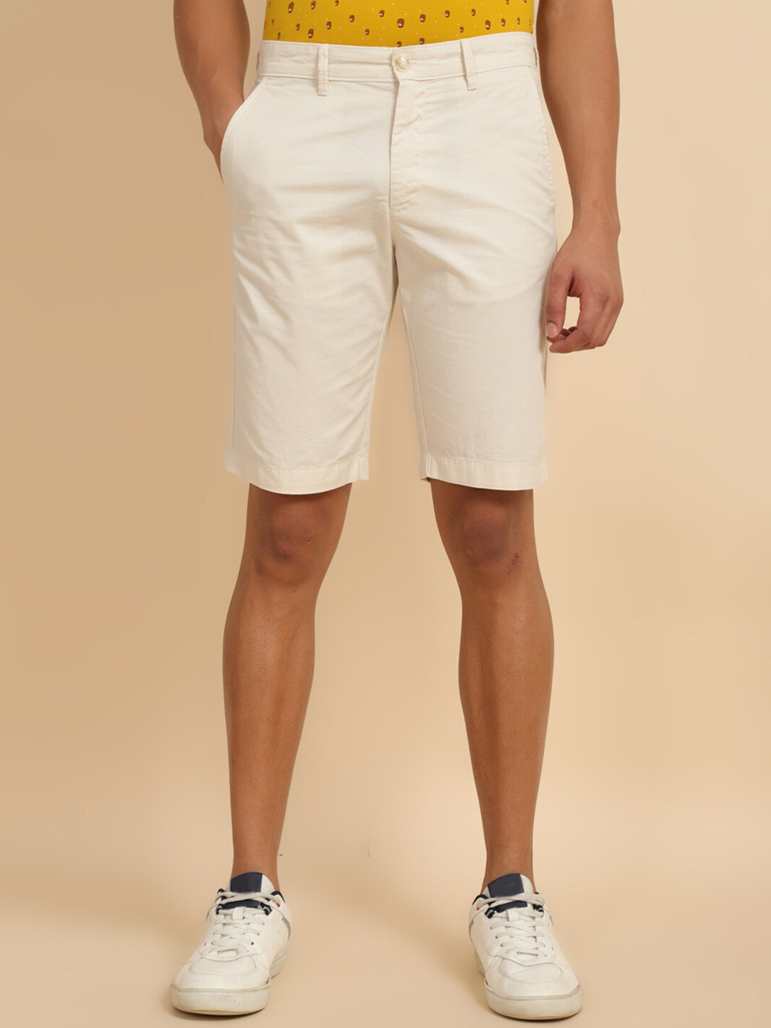 

Allen Solly Men Slim Fit Mid-Rise Cotton Regular Shorts, Cream