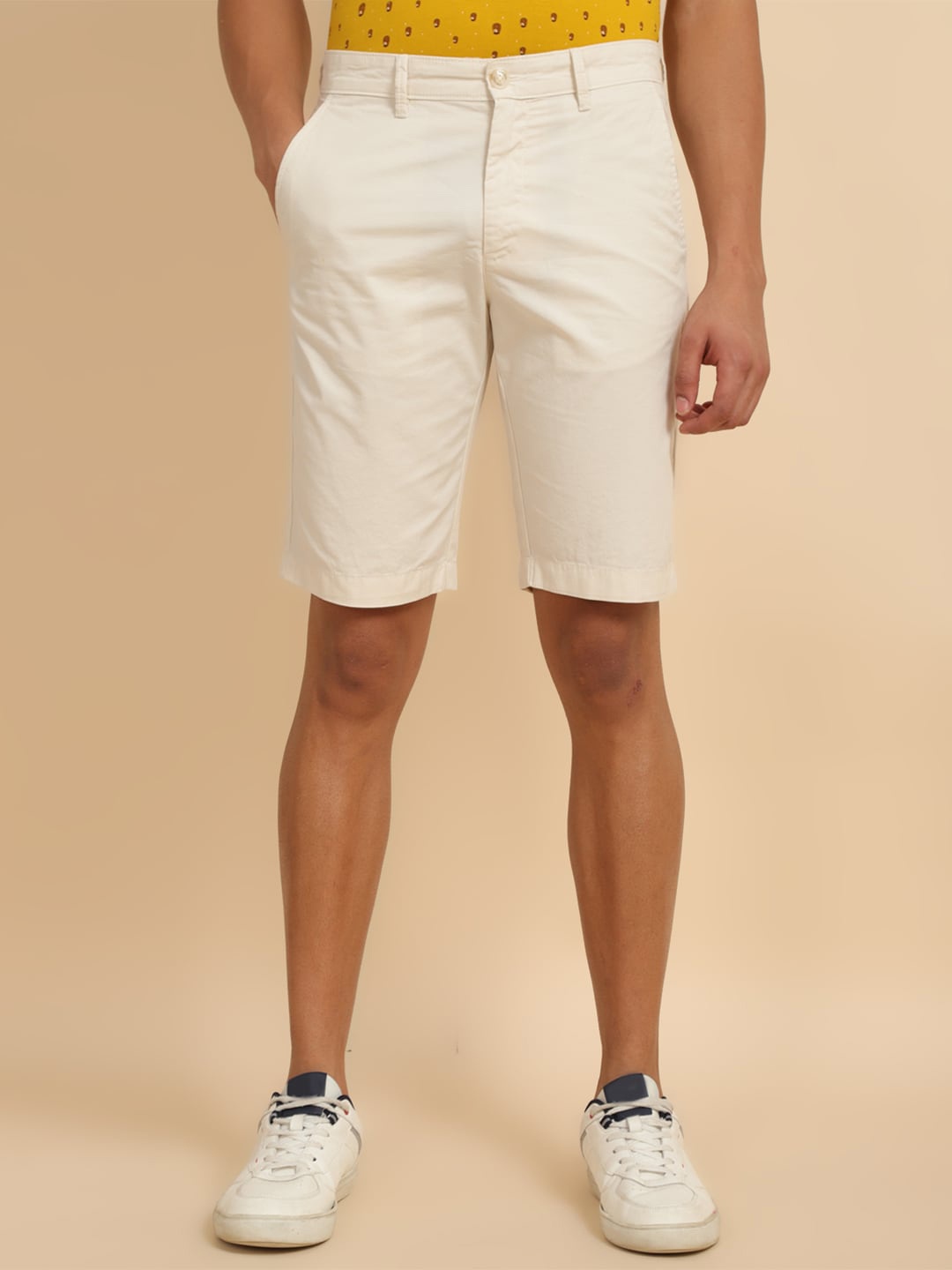 

Allen Solly Men Slim Fit Mid-Rise Cotton Regular Shorts, Cream