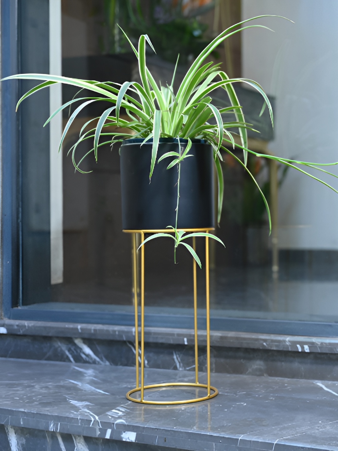 

Samara Home Black Round Metal Planter Stand