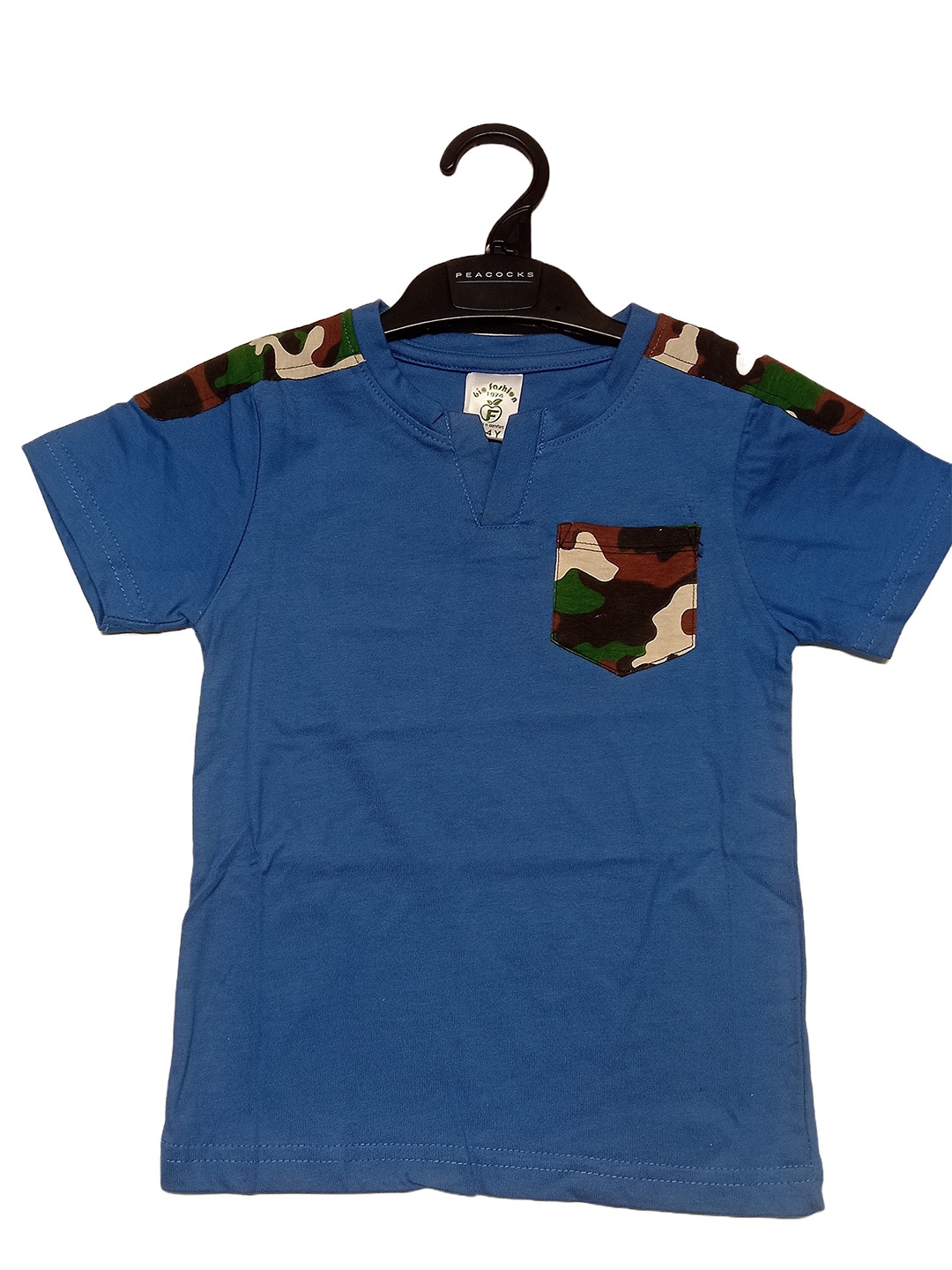 

BAESD Boys Camouflage Round Neck Pockets Cotton T-shirt, Blue