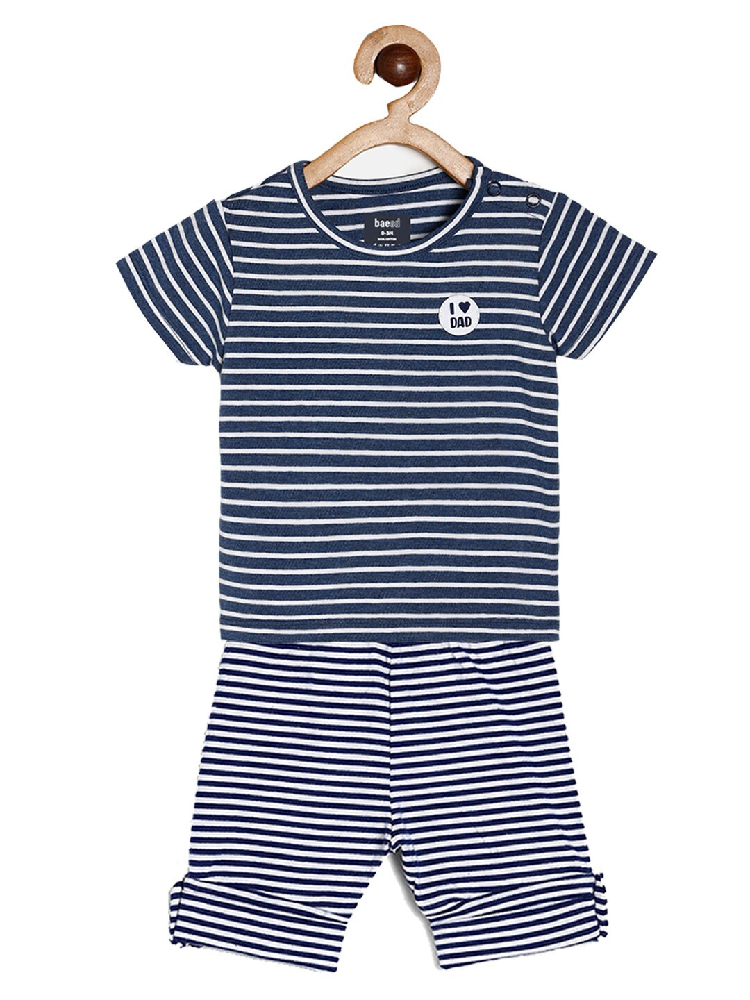 

BAESD Kids Striped Short Sleeves T-shirt with Shorts, Blue