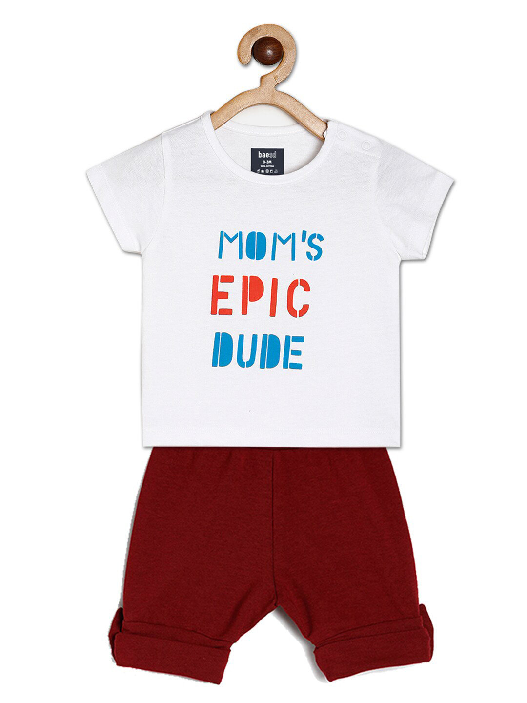 

BAESD Kids Printed Short Sleeves T-shirt with Shorts, White