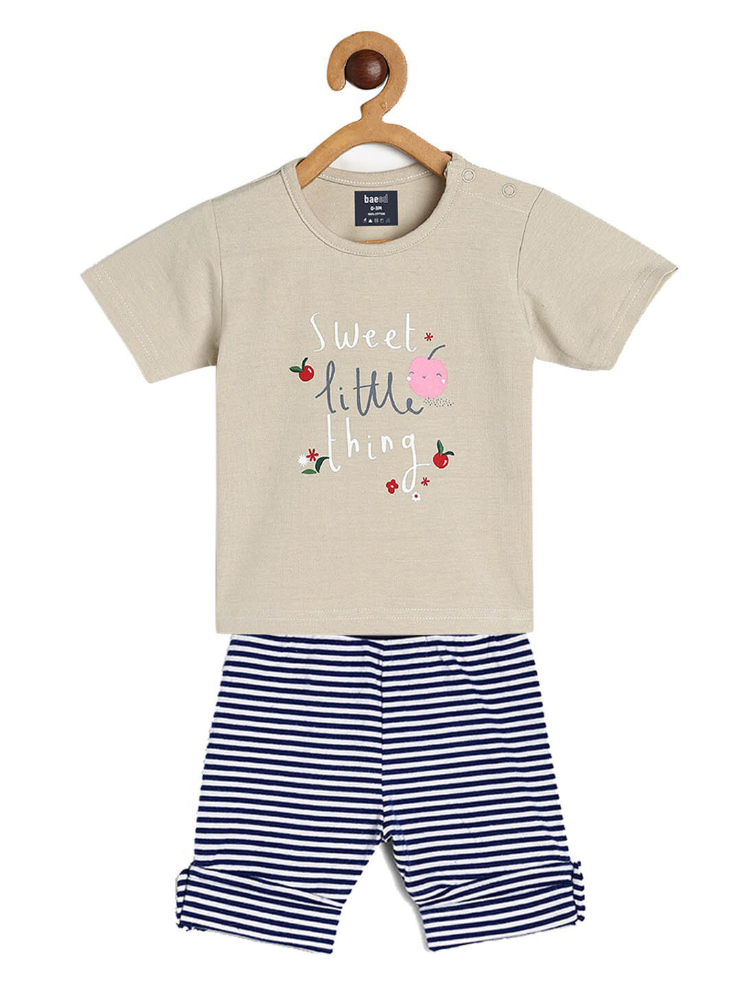 

BAESD Kids Printed Short Sleeves T-shirt with Shorts, Beige